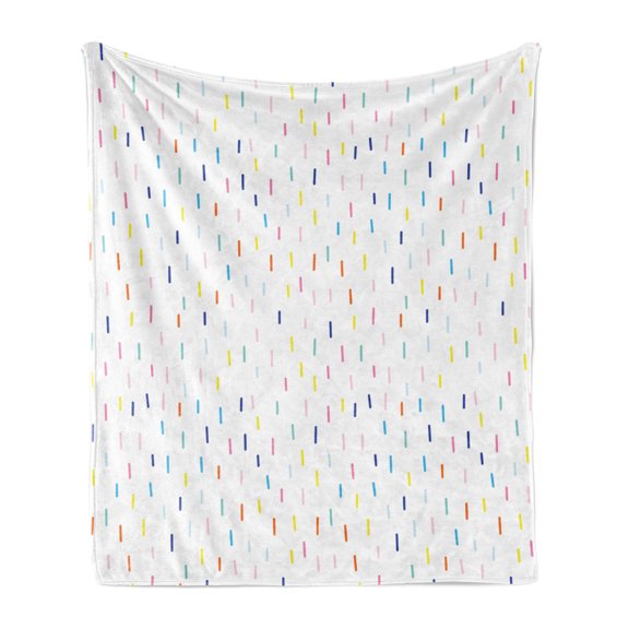 Geometric Soft Flannel Fleece Blanket, Drizzling Rain of Vibrant Pastel Colored Funky Dashes Lines Nursery Concept Print, Cozy Plush for Indoor and Outdoor Use, 50" x 60", Multicolor, by Ambesonne