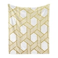 thumbnail image 1 of Geometric Soft Flannel Fleece Blanket, Entangled Stripes with Diagonal Lines Forming Hexagonal Shapes Contemporary, Cozy Plush for Indoor and Outdoor Use, 60" x 80", Yellow and White, by Ambesonne, 1 of 5