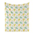 thumbnail image 1 of Geometric Soft Flannel Fleece Blanket, Flip Flops and Starfishes Beach Elements Exotic Poolside Theme Pattern, Cozy Plush for Indoor and Outdoor Use, 50" x 70", Seafoam Yellow White, by Ambesonne, 1 of 5