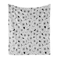 thumbnail image 1 of Geometric Soft Flannel Fleece Blanket, Hand-Drawn Sketch Style Multiple Overlapping Spirals Retro Illustration, Cozy Plush for Indoor and Outdoor Use, 50" x 70", Black White and Grey, by Ambesonne, 1 of 5
