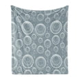 thumbnail image 1 of Geometric Soft Flannel Fleece Blanket, Inner Spirals Ellipse Forms with Wavy Horizontal Short Lines Abstract Modern, Cozy Plush for Indoor and Outdoor Use, 50" x 60", Blue Grey Dust, by Ambesonne, 1 of 5