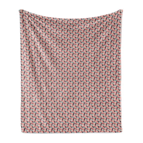 Geometric Soft Flannel Fleece Blanket, Modern Abstract Pattern with Colorful Mosaic Style Rectangle-like Shapes Design, Cozy Plush for Indoor and Outdoor Use, 60" x 80", Multicolor, by Ambesonne