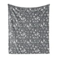 thumbnail image 1 of Geometric Soft Flannel Fleece Blanket, Monochrome Grunge Pattern with Triangular Motifs in Faded Dots and Stripes, Cozy Plush for Indoor and Outdoor Use, 70" x 90", Pale Taupe Grey, by Ambesonne, 1 of 6