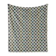 thumbnail image 1 of Geometric Soft Flannel Fleece Blanket, Overlapping Hexagonal Shapes with Retro Colored Chevron Elements Tile, Cozy Plush for Indoor and Outdoor Use, 50" x 70", Black Sky Blue Yellow, by Ambesonne, 1 of 6