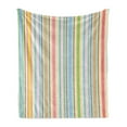 thumbnail image 1 of Geometric Soft Flannel Fleece Blanket, Pastel Colored Vertical Lines with Barcode Pattern Abstract Geometric Composition, Cozy Plush for Indoor and Outdoor Use, 50" x 60", Multicolor, by Ambesonne, 1 of 5