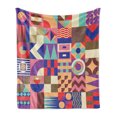 thumbnail image 1 of Geometric Soft Flannel Fleece Blanket, Patchwork of Geometric Mosaic Tiles Including Different Styles of Modern Shapes, Cozy Plush for Indoor and Outdoor Use, 70" x 90", Multicolor, by Ambesonne, 1 of 6