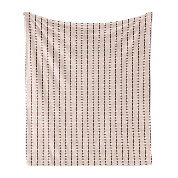 Geometric Soft Flannel Fleece Blanket, Peach Colored Diamond Shapes on Cream Background Simplistic Diagonal Tile Print, Cozy Plush for Indoor and Outdoor Use, 50" x 70", Peach Cream, by Ambesonne