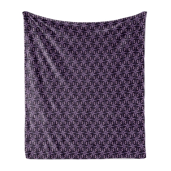 Geometric Soft Flannel Fleece Blanket, Pinwheel Design with Dark Color Palette Abstract Pattern Winter Motifs, Cozy Plush for Indoor and Outdoor Use, 70" x 90", Mauve Lavender Purple, by Ambesonne