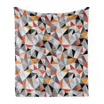 thumbnail image 1 of Geometric Soft Flannel Fleece Blanket, Polygonal Pattern Checkered Design Triangles and Lines Pattern Modern Art, Cozy Plush for Indoor and Outdoor Use, 60" x 80", Orange Black White, by Ambesonne, 1 of 5