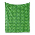 thumbnail image 1 of Geometric Soft Flannel Fleece Blanket, Retro Inspired Pattern with Nested Rounds in Fresh Nature Tones Primt, Cozy Plush for Indoor and Outdoor Use, 60" x 80", Green and Apple Green, by Ambesonne, 1 of 5