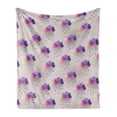 thumbnail image 1 of Geometric Soft Flannel Fleece Blanket, Retro Triangle Pattern Geometric Art Mosaic Rain Drops on Polka Dots Print, Cozy Plush for Indoor and Outdoor Use, 50" x 70", Purple Grey Pink, by Ambesonne, 1 of 5