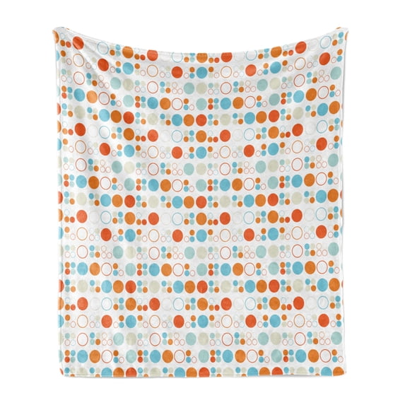 Geometric Soft Flannel Fleece Blanket, Simplistic Colorful Circles Rings Ovals Rounds Baby Nursery Kids Playroom Design, Cozy Plush for Indoor and Outdoor Use, 70" x 90", Multicolor, by Ambesonne