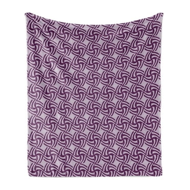 Geometric Soft Flannel Fleece Blanket, Stripe Shapes Inside Squares Abstract Line Patterns Monochrome Illustration, Cozy Plush for Indoor and Outdoor Use, 50" x 70", Lilac and Purple, by Ambesonne