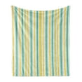 thumbnail image 1 of Geometric Soft Flannel Fleece Blanket, Summer Season Inspired Exotic Toned Vertical Stripes and Dots Abstract, Cozy Plush for Indoor and Outdoor Use, 50" x 60", Seafoam Yellow White, by Ambesonne, 1 of 5