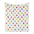thumbnail image 1 of Geometric Soft Flannel Fleece Blanket, Vintage Polka Dots Pastel Colors on Blank Background Cheerful Desing Illustration, Cozy Plush for Indoor and Outdoor Use, 50" x 60", Multicolor, by Ambesonne, 1 of 5