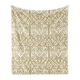 thumbnail image 1 of Geometric Soft Flannel Fleece Throw Blanket, 1920s Style Futuristic Retro Mix Vertically Symmetrical Design, Cozy Plush for Indoor and Outdoor Use, 50" x 60", Pale Brown and Off White, by Ambesonne, 1 of 5