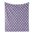 thumbnail image 1 of Geometric Soft Flannel Fleece Throw Blanket, 4 Leaf Clovers and Violet Square on Purple Background, Cozy Plush for Indoor and Outdoor Use, 50" x 70", Lilac Dark Violet, by Ambesonne, 1 of 6