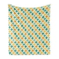 thumbnail image 1 of Geometric Soft Flannel Fleece Throw Blanket, Abstract Colorful Pattern Circular and Diamond Shaped Cubic Print, Cozy Plush for Indoor and Outdoor Use, 50" x 60", Yellow and Blue, by Ambesonne, 1 of 5