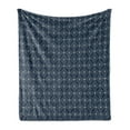 thumbnail image 1 of Geometric Soft Flannel Fleece Throw Blanket, Abstract Dotted Floral Arrangement Circular Traditional Japanese Motifs, Cozy Plush for Indoor and Outdoor Use, 70" x 90", Dark Blue Cream, by Ambesonne, 1 of 5