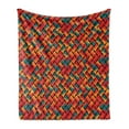 thumbnail image 1 of Geometric Soft Flannel Fleece Throw Blanket, Abstract Funky Waves Contemporary Style Pastel Tribal Effects, Cozy Plush for Indoor and Outdoor Use, 50" x 60", Jade Green Orange, by Ambesonne, 1 of 5