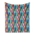 thumbnail image 1 of Geometric Soft Flannel Fleece Throw Blanket, Abstract Gradient Hipster Modern Digital Triangles Futuristic Illustration, Cozy Plush for Indoor and Outdoor Use, 70" x 90", Multicolor, by Ambesonne, 1 of 5