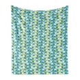 thumbnail image 1 of Geometric Soft Flannel Fleece Throw Blanket, Abstract Interpretation of Square Inner Dots and Lines Rectangle Hipster, Cozy Plush for Indoor and Outdoor Use, 50" x 70", Yellow Turquoise, by Ambesonne, 1 of 6