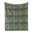 thumbnail image 1 of Geometric Soft Flannel Fleece Throw Blanket, Abstract Modern Future Inspiration Line Art Surreal Design, Cozy Plush for Indoor and Outdoor Use, 60" x 80", Pale Yellow Turquoise, by Ambesonne, 1 of 5