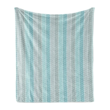 Geometric Soft Flannel Fleece Throw Blanket, Abstract Pattern of Dotted Rectangles, Cozy Plush for Indoor and Outdoor Use, 50" x 60", Pale Blue Sky Blue, by Ambesonne