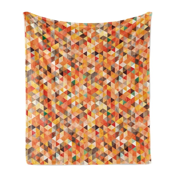 Geometric Soft Flannel Fleece Throw Blanket, Abstract Triangle Diamond Trippy Funky Motif Vibrant Illustration Art, Cozy Plush for Indoor and Outdoor Use, 50" x 70", Multicolor, by Ambesonne