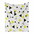 thumbnail image 1 of Geometric Soft Flannel Fleece Throw Blanket, Abstract Triangles Diamond Motives in Mosaic Puzzle Style Illustration Print, Cozy Plush for Indoor and Outdoor Use, 50" x 70", Yellow Black, by Ambesonne, 1 of 6