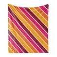 thumbnail image 1 of Geometric Soft Flannel Fleece Throw Blanket, Angled Diagonal Stripes with Retro Design Colorful Sixties Style Composition, Cozy Plush for Indoor and Outdoor Use, 50" x 70", Multicolor, by Ambesonne, 1 of 6
