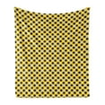 thumbnail image 1 of Geometric Soft Flannel Fleece Throw Blanket, Argyle Pattern with Rhombuses and Dotted Lines Grid Plaid Design, Cozy Plush for Indoor and Outdoor Use, 60" x 80", Yellow Black and White, by Ambesonne, 1 of 6