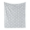 thumbnail image 1 of Geometric Soft Flannel Fleece Throw Blanket, Asanoha Pattern with Intertwined Lines Traditional Japanese Hemp Leaf Design, Cozy Plush for Indoor and Outdoor Use, 50" x 70", Grey White, by Ambesonne, 1 of 5