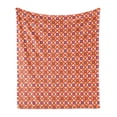 thumbnail image 1 of Geometric Soft Flannel Fleece Throw Blanket, Checked Pattern with Dots in Squares Diagonal Retro Style, Cozy Plush for Indoor and Outdoor Use, 60" x 80", Sky Blue Marigold, by Ambesonne, 1 of 5