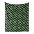 thumbnail image 1 of Geometric Soft Flannel Fleece Throw Blanket, Checkered Pattern in Dark Green Tones and Abstract Rings Lattice Grid Design, Cozy Plush for Indoor and Outdoor Use, 60" x 80", Multicolor, by Ambesonne, 1 of 5