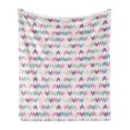 thumbnail image 1 of Geometric Soft Flannel Fleece Throw Blanket, Chevron Ikat in Pastel Soft Toned Zigzags Crossed Triangles Design, Cozy Plush for Indoor and Outdoor Use, 60" x 80", Multicolor, by Ambesonne, 1 of 5