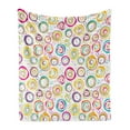 thumbnail image 1 of Geometric Soft Flannel Fleece Throw Blanket, Childish Spirals with Funny Dots Bubbles Background Kids Nursery Theme Print, Cozy Plush for Indoor and Outdoor Use, 50" x 60", Multicolor, by Ambesonne, 1 of 5