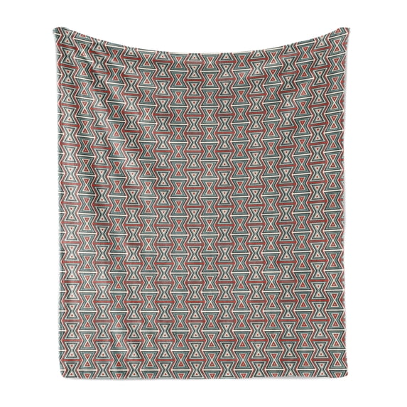 Geometric Soft Flannel Fleece Throw Blanket, Colorful Composition with Triangles Retro Hourglass Motifs Abstract, Cozy Plush for Indoor and Outdoor Use, 50" x 70", Multicolor, by Ambesonne