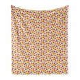 thumbnail image 1 of Geometric Soft Flannel Fleece Throw Blanket, Colorful Energetic and Modern Design of Abstract Shapes, Cozy Plush for Indoor and Outdoor Use, 60" x 80", Hot Pink Orange, by Ambesonne, 1 of 5