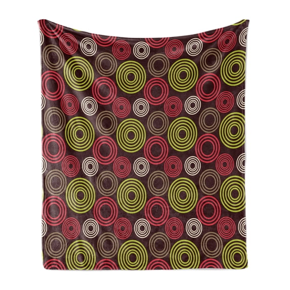 Geometric Soft Flannel Fleece Throw Blanket, Colorful Funky Vortex Stripes Simplistic Spring Kids Tones Design, Cozy Plush for Indoor and Outdoor Use, 50" x 60", Lime Green Dark Brown, by Ambesonne