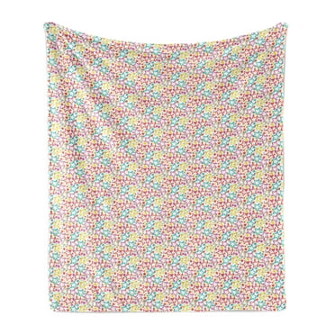 Geometric Soft Flannel Fleece Throw Blanket, Colorful Outline Stars and Dots Jumble Irregular Fun Layout on Plain Backdrop, Cozy Plush for Indoor and Outdoor Use, 50" x 60", Multicolor, by Ambesonne