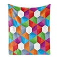 thumbnail image 1 of Geometric Soft Flannel Fleece Throw Blanket, Colorful Retro Geometric Triangle and Polygonal Mosaic Pattern Interior Design, Cozy Plush for Indoor and Outdoor Use, 70" x 90", Multicolor, by Ambesonne, 1 of 6
