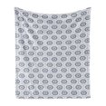 thumbnail image 1 of Geometric Soft Flannel Fleece Throw Blanket, Comb Design Kikko Tortoise Shell Pattern Western Influences Hexagon Motifs, Cozy Plush for Indoor and Outdoor Use, 70" x 90", Grey White, by Ambesonne, 1 of 5