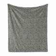 thumbnail image 1 of Geometric Soft Flannel Fleece Throw Blanket, Cubic Forms with Inner Abstract Stripes Modern Mosaic Design, Cozy Plush for Indoor and Outdoor Use, 50" x 70", Charcoal Grey and Ivory, by Ambesonne, 1 of 5