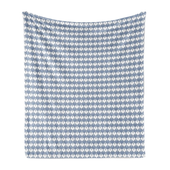 Geometric Soft Flannel Fleece Throw Blanket, Diamond Line Pattern with Vertical Lines Squares Modern Symmetric, Cozy Plush for Indoor and Outdoor Use, 50" x 60", Slate Blue White Blue, by Ambesonne