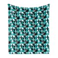 thumbnail image 1 of Geometric Soft Flannel Fleece Throw Blanket, Different Ornamental Triangles Pattern Dotted Scale Chevron, Cozy Plush for Indoor and Outdoor Use, 60" x 80", Seafoam Grey, by Ambesonne, 1 of 6