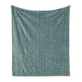 thumbnail image 1 of Geometric Soft Flannel Fleece Throw Blanket, Entwined Nested Vertical Square Pattern Chevron Abstract Artwork Print, Cozy Plush for Indoor and Outdoor Use, 60" x 80", Brown and Sky Blue, by Ambesonne, 1 of 6