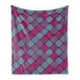 thumbnail image 1 of Geometric Soft Flannel Fleece Throw Blanket, Fashion Feminine Vintage Style Wild Folk Modern Motif, Cozy Plush for Indoor and Outdoor Use, 70" x 90", Aqua Magenta Violet, by Ambesonne, 1 of 6