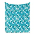 thumbnail image 1 of Geometric Soft Flannel Fleece Throw Blanket, Fractal Abstract Forms Background with Half Circles and Triangles Image, Cozy Plush for Indoor and Outdoor Use, 50" x 70", Aqua and Sky Blue, by Ambesonne, 1 of 5