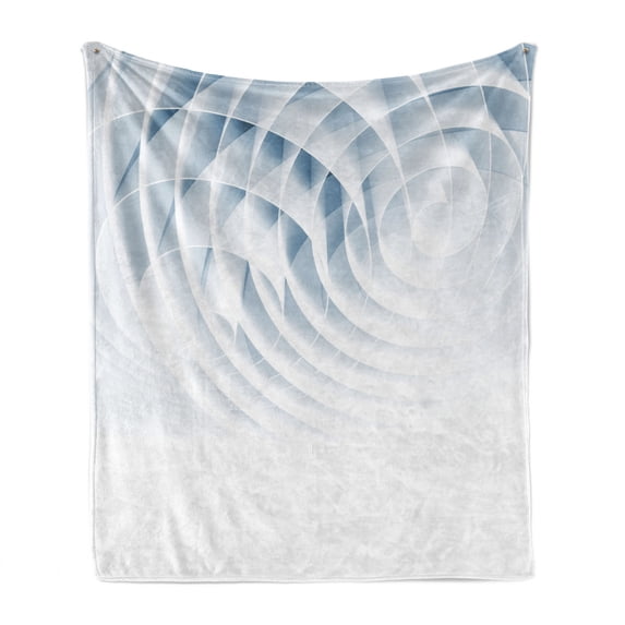 Geometric Soft Flannel Fleece Throw Blanket, Futuristic Digital Spirals with Dimensional Line Features Vortex Inspired Print, Cozy Plush for Indoor and Outdoor Use, 50" x 70", Baby Blue, by Ambesonne